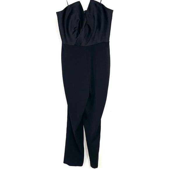 Jay Godfrey Black Strapless Pleated Satin Jumpsuit Size 6 - Picture 5 of 15